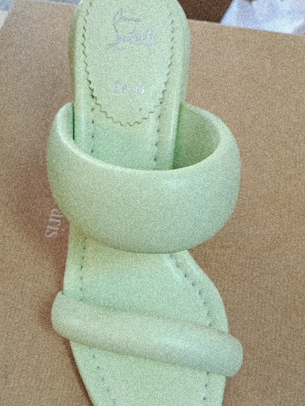 Christian Louboutin Mint Green Padded Slide Sandals